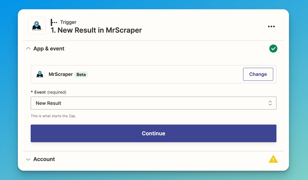 MrScraper create zap step 1