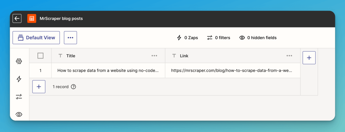 MrScraper create zap step 4